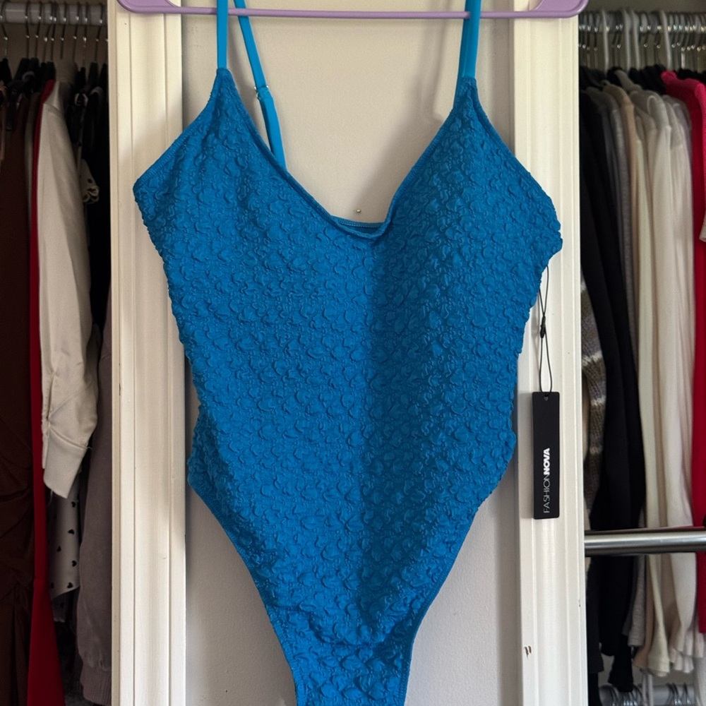 Blue Textured One Piece
